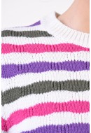 Women Sweater Vila Kalli Multi Striped Birch/Green-Pink